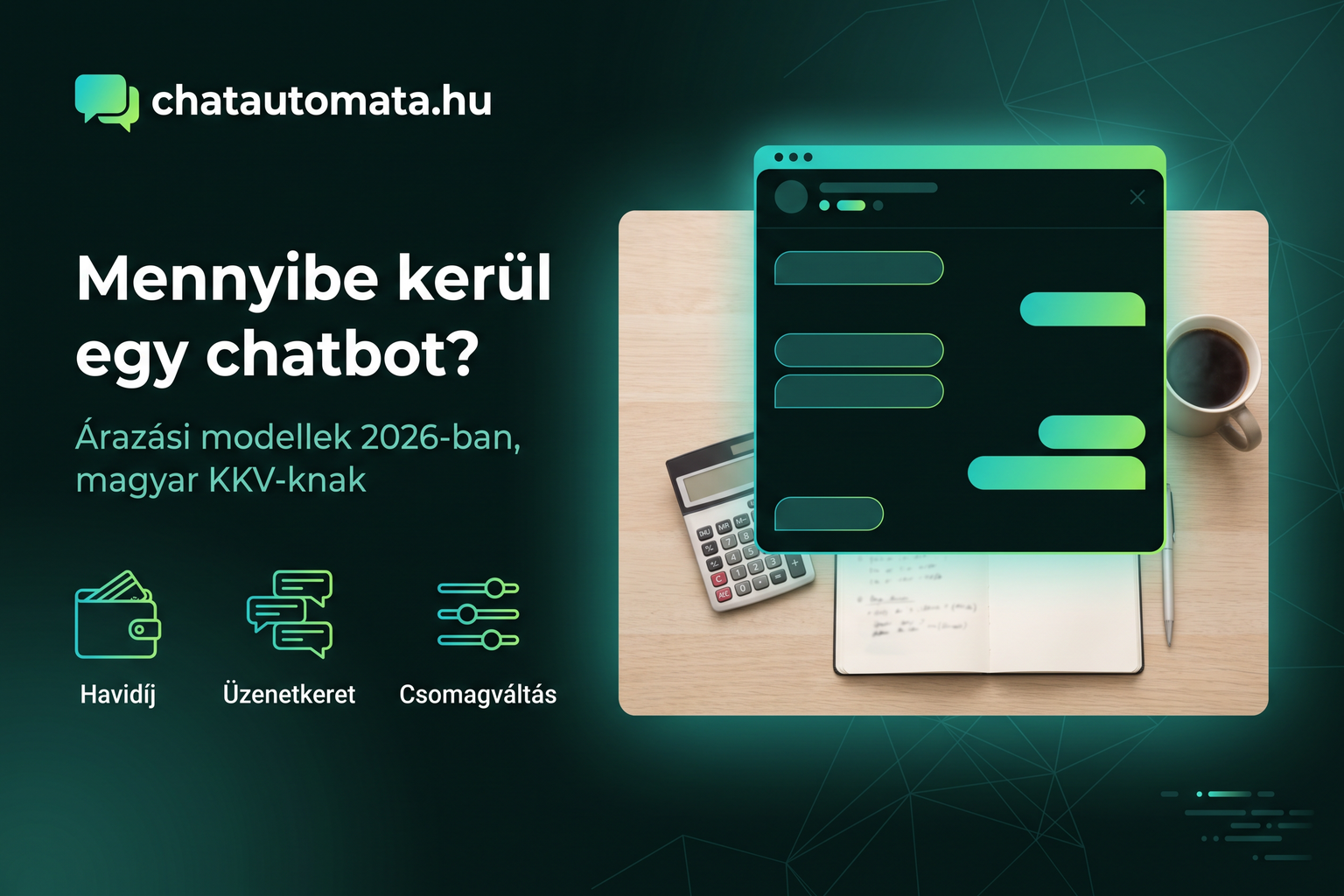 ChatAutomata blog card: how much does a chatbot cost — pricing models in 2026 for Hungarian SMEs