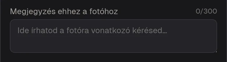 Képenkénti megjegyzés mező az óvodai képrendelés termékválasztójában